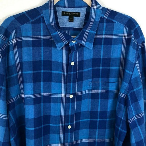Banana Republic Other - BANANA REPUBLIC Mens Button Up Shirt sz XL Blue